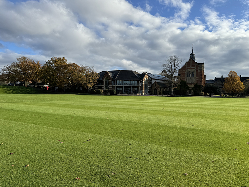 Tonbridge School Grounds in the foreground with the school building in the background
